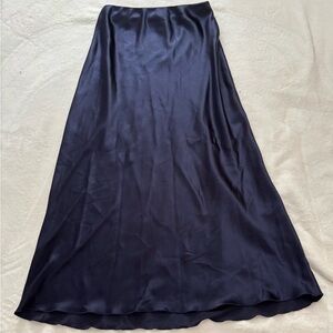 Navy Blue Satin Skirt